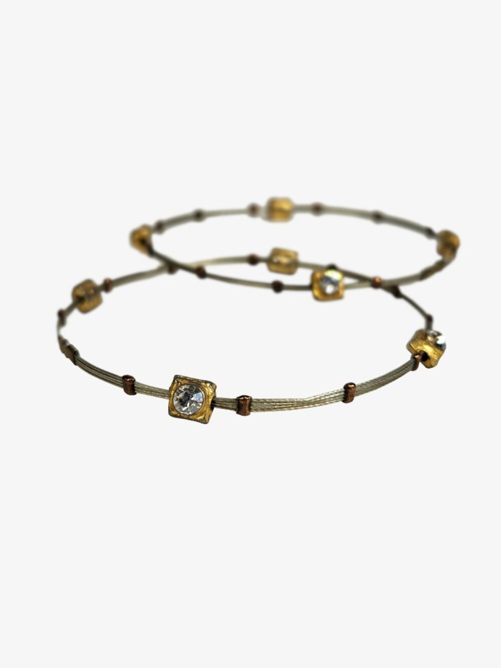 Multi-strand Wire Bracelets, Stones, 2.5", 2pc
